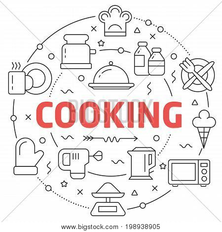 White and Line Flat Circle illustration icons abstract
