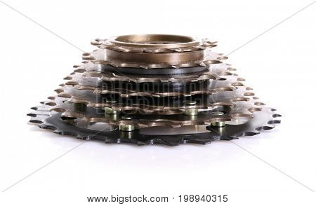 Bicycle cassette on white background