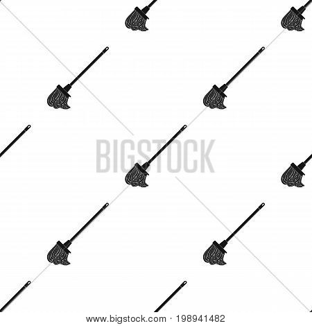 Mop icon in black design isolated on white background. Cleaning symbol stock vector illustration.