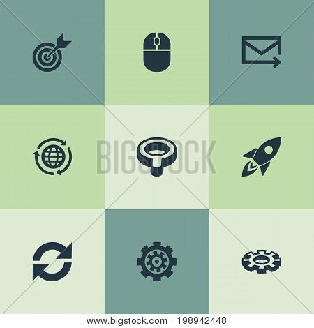 Elements Reroute, Mouse, Search And Other Synonyms Optimization, Search And Gear.  Vector Illustration Set Of Simple Search Icons.