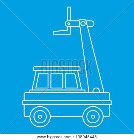 Cherry picker icon blue outline style isolated vector illustration. Thin line sign