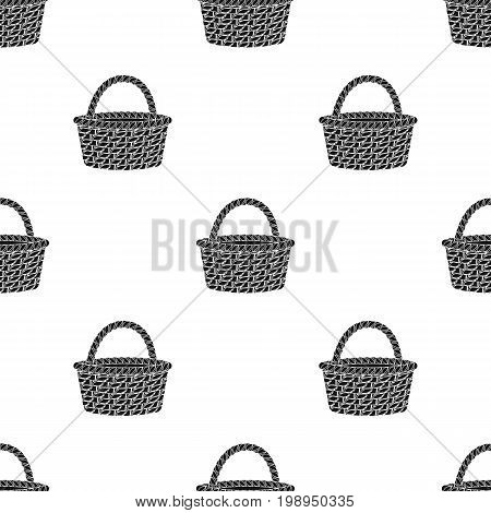 Straw basket for carrying fruits and vegetables in the village.Farm and gardening single icon in black style vector symbol stock web illustration.