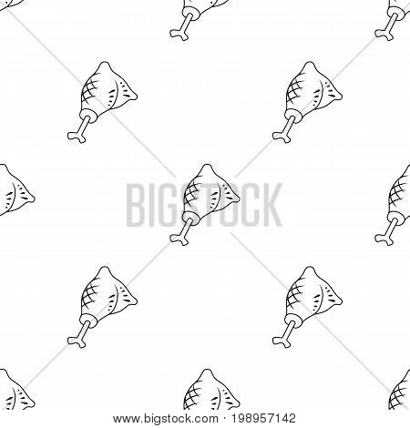 Grilled drumstick icon in black design isolated on white background. Picnic symbol stock vector illustration.
