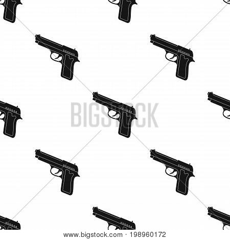 Handgun icon in black design isolated on white background. Police symbol stock vector illustration.