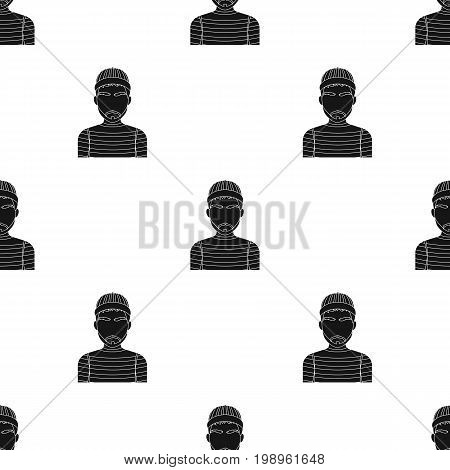 Prisoner in the prison robe. The offender is punished.Prison single icon in black style vector symbol stock web illustration.