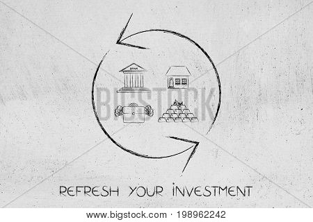 Refresh Symbol With Different Investment Icons