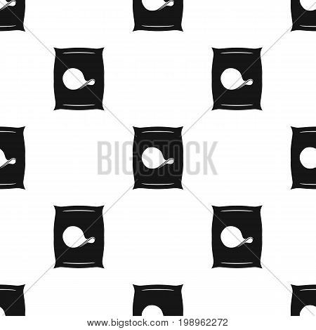 Potato chips icon in black design isolated on white background. Pub symbol stock vector illustration.