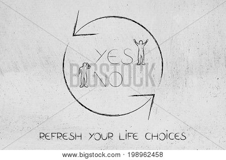Refresh Symbol With Yes And No Options With Happy And Sad Man
