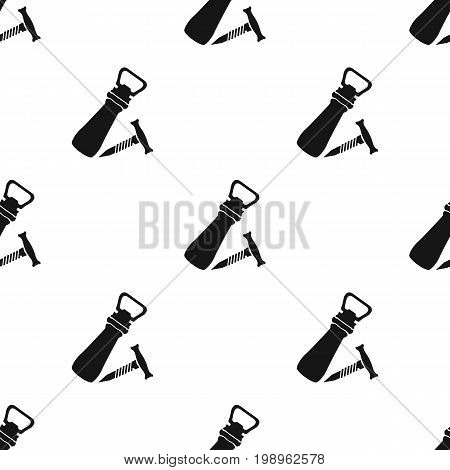 Corkscrew and bottle-opener icon in black design isolated on white background. Pub symbol stock vector illustration.