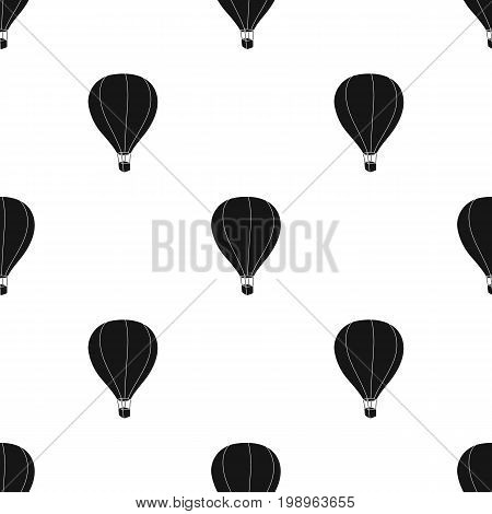 Airballoon icon in black design isolated on white background. Rest and travel symbol stock vector illustration.