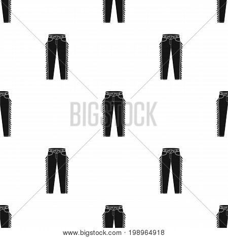 Cowboy jeans icon in black design isolated on white background. Rodeo symbol stock vector illustration.