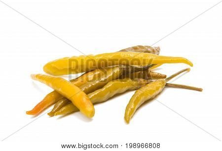 Green chilli pepper pickled isolated on white background