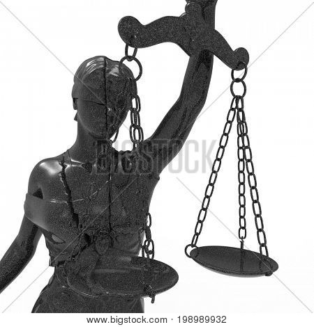 Broken lady of justice 3d rendering