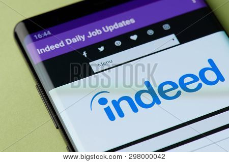 New York, Usa - April 22, 2019:indeed Daily Job Interface On Smartphone Screen