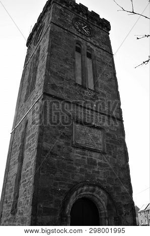 A View Of An Old Stone Tower In A Graveyard In The Perthshire Town Of Braco Near Gleneagles.