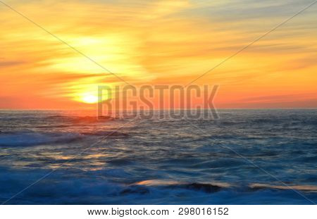 Sunset In Atlantic Ocean At Silleiro Cap