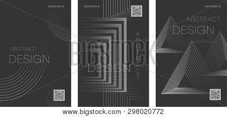 Set Of Futuristic Abstract Brochures With Geometric Shapes. Business Brochure Cover Design Template,