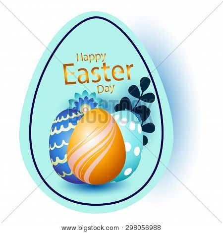 Vector Illustration Of Happy Easter Holiday With Painted Egg