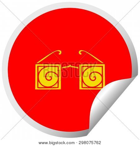 circular peeling sticker cartoon of a hypno glasses