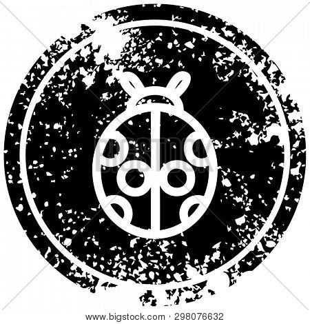 cute ladybug distressed icon symbol