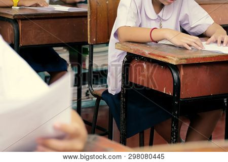 Test The Potential Of Students By Taking Exams Concept, Children Are Very Intent On, Exams Are Place