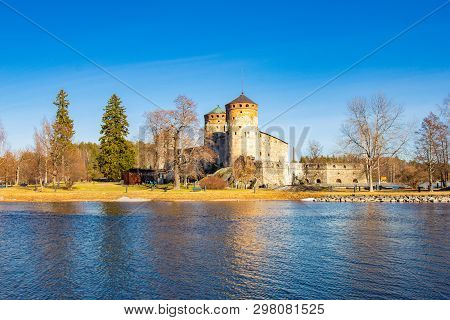 Beautiful View Of Olavinlinna, Olofsborg Ancient Fortress, The 15th-century Medieval Three - Tower C