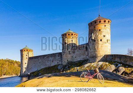 Beautiful View Of Olavinlinna, Olofsborg Ancient Fortress, The 15th-century Medieval Three - Tower C