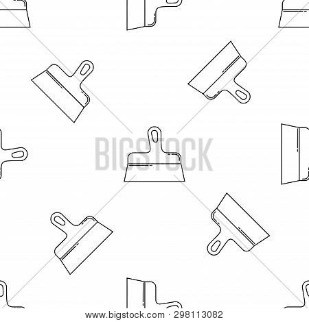 Putty Knife Isolated Seamless Pattern On White Background. Llustration On The Theme Of Apartment Ren