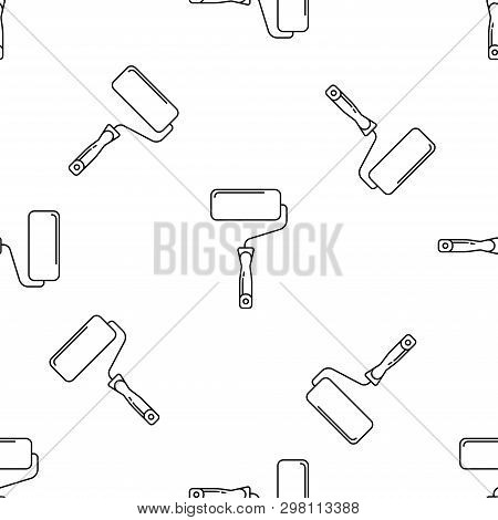 Roller Isolated Seamless Pattern On White Background. Llustration On The Theme Of Apartment Renovati