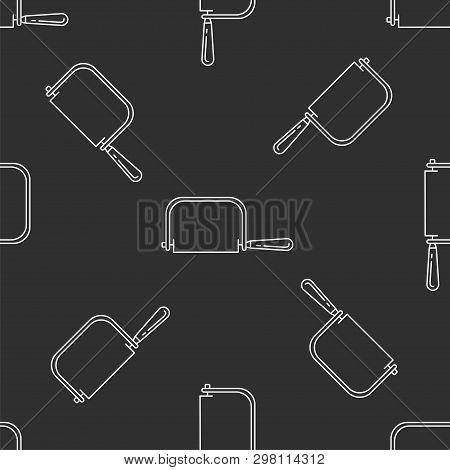Hacksaw Isolated Seamless Pattern On Dark Gray Almost Black Background. Llustration On The Theme Of 