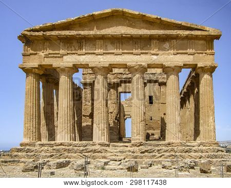 Temple Of Concordia Near A City Named Agrigento Located In Sicily, Italy