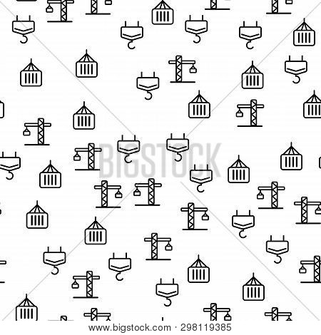 Construction Tower Crane Seamless Pattern Vector. Machinery Equipment Icon Construction Concept. Mod
