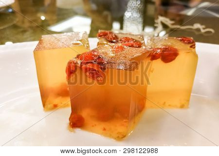 Goji Berries Jelly Or Kwai Fa Gou, Delicious Chinese Dessert.