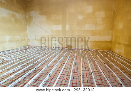 Close Up On Water Floor Heating System Interior