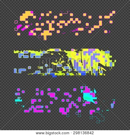Abstract Glitch Design Elements Set .