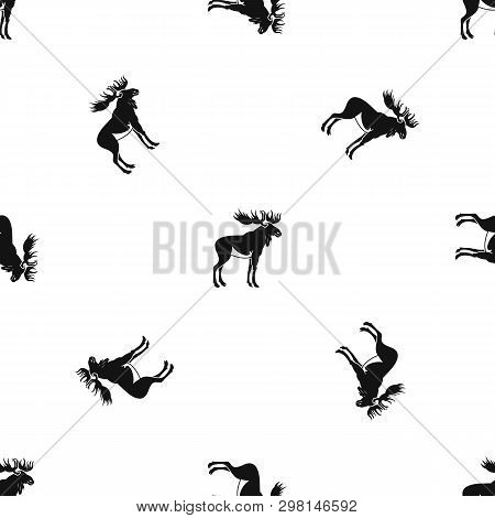 Moose Pattern Repeat Seamless In Black Color For Any Design. Geometric Illustration