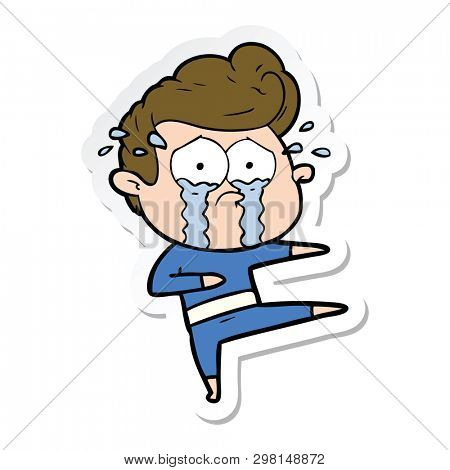 sticker of a cartoon crying dancer