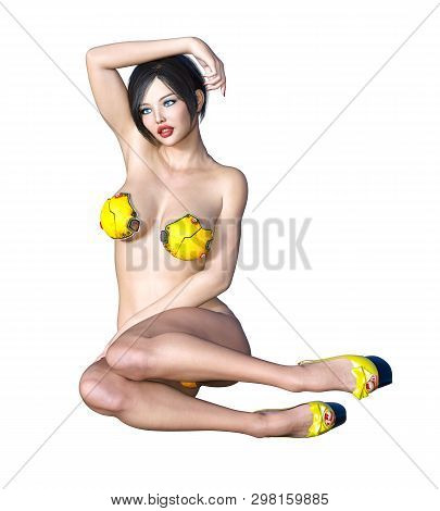 Tall Sexy Woman Minimalist Futuristic Lingerie.metal Bra Panties.conceptual Fashion Art.seductive Ca