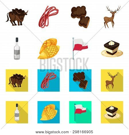 Vector Design Of Traditional And Tour Sign. Set Of Traditional And Landmarks Vector Icon For Stock.