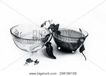 Best Home Remedy Or Treatment To Reduce Rashes Isolated On White Consisting Of Mint And Water In A G