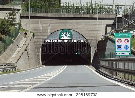 Frejus, Italy - August 15, 2018: Road Tunnel In The Border Between France And Italy Called Traforo D