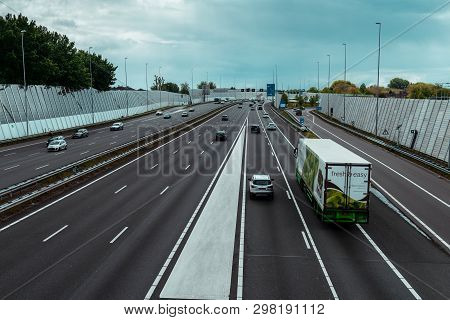 Traffic On The Highway, Amsterdam Ring A10, 04/28/2019 Amsterdam The Netherlands
