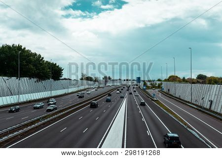 Traffic On The Highway, Amsterdam Ring A10, 04/28/2019 Amsterdam The Netherlands