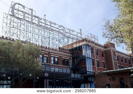 San Francisco, California, United States - Nov 25th, 2018: Visitors In Ghirardelli Square. Its A Fam