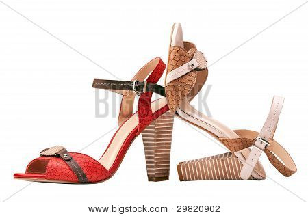 Due scarpe estive donna over white, con percorso