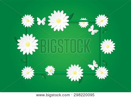 Vector Illustration Spring Flower With Butterfly - Vector