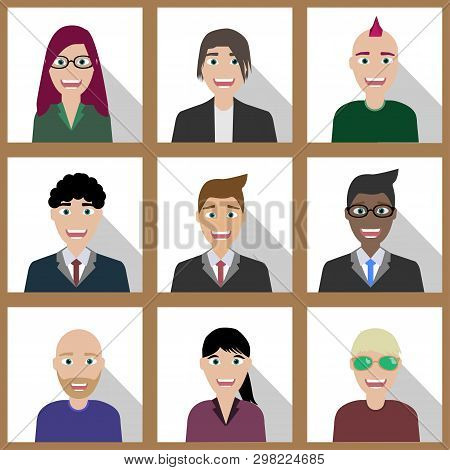 Group Of People, Office Workers With Different Races.