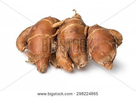 Fresh raw kencur roots isolated on white background