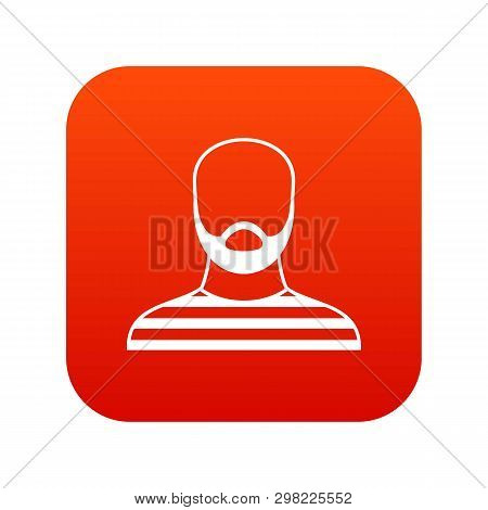 Bearded Man In Prison Garb Icon Digital Red For Any Design Isolated On White Illustration