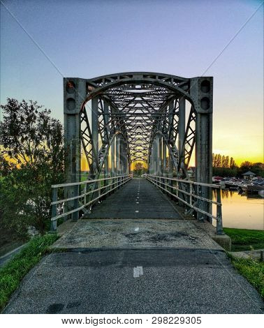 A Bridge During A Beautiful Sunset In The Spring